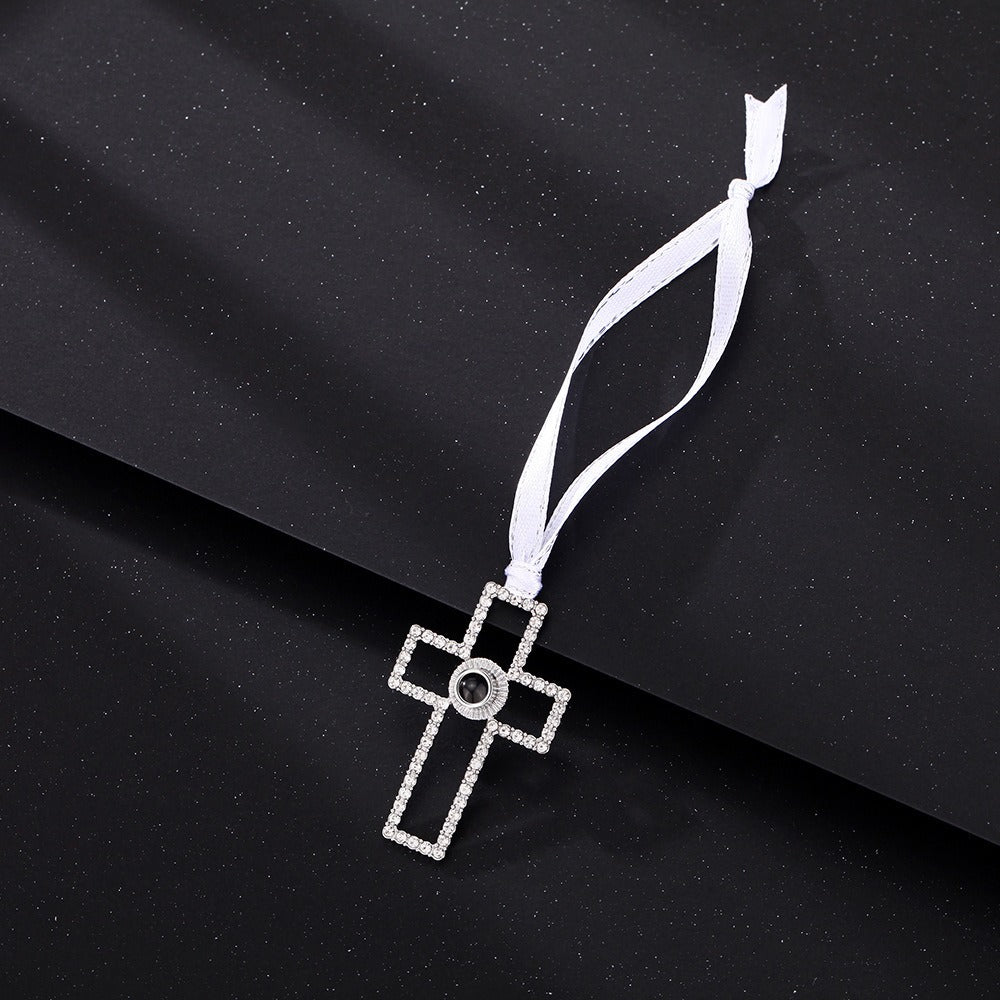 Pendentif croix projeté personnalisé ornement photo cadeaux de Noël - P050