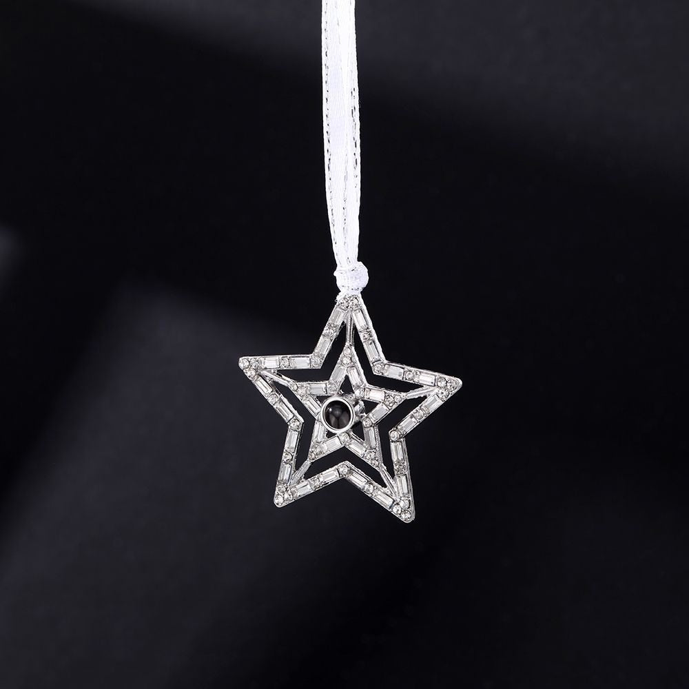 Pendentif étoile projetée personnalisé avec photo - Cadeaux de Noël - P049