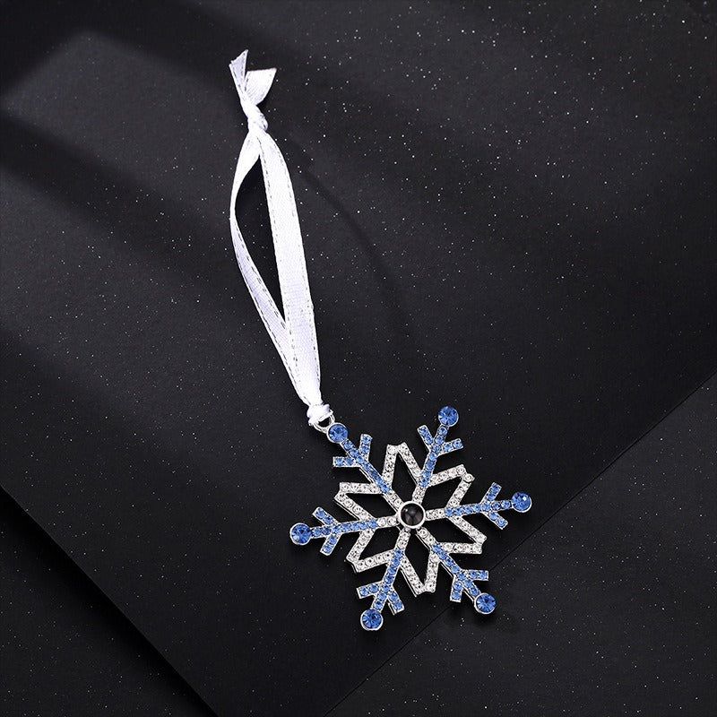 Pendentif en forme de flocon de neige projeté personnalisé avec photo - Cadeaux de Noël - P047