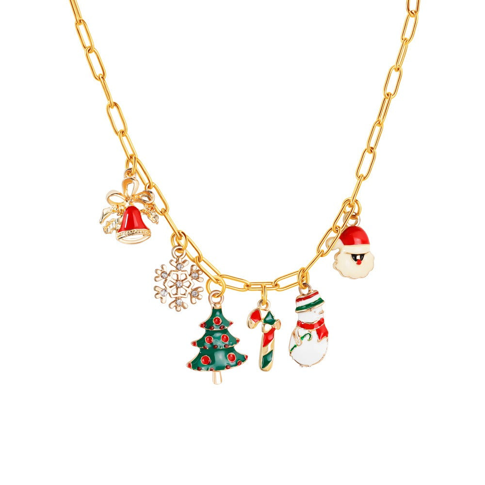 Christmas NeckIace Adjustable Xmas Tree Snowflake Bell Pendant Xmas Party Gift - C010-2