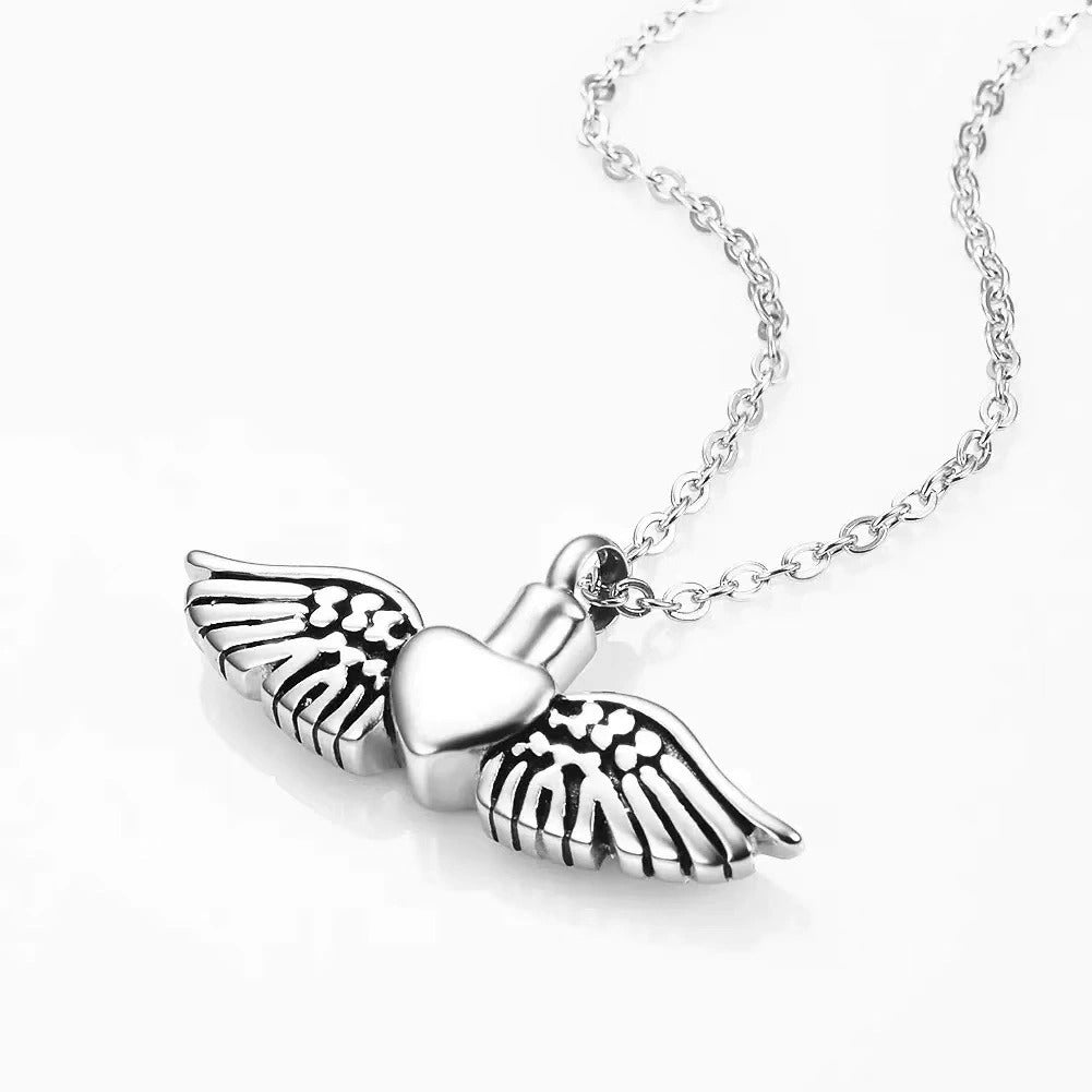 Cremation Urn Wings Necklace Memorial Jewelry-A032