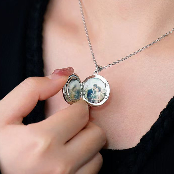 Heart diamond wings Locket Necklace(2 Photos)-L006