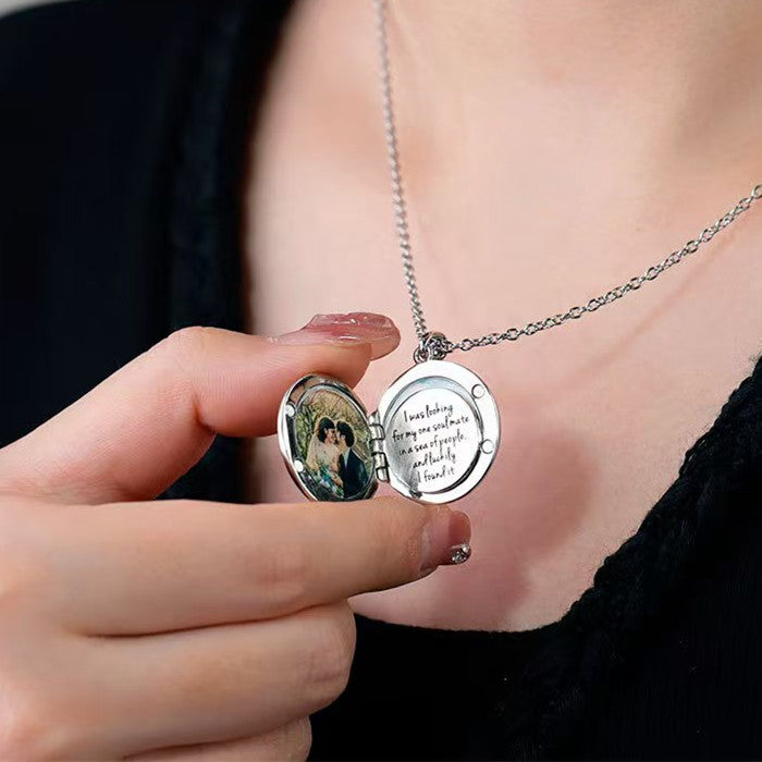 Heart diamond wings Locket Necklace(2 Photos)-L006