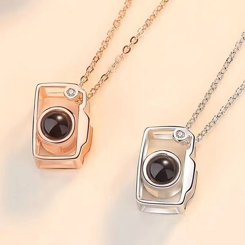 Collier Pendentif Cœur de Projection Photo Personnalisé en Argent Sterling 925 Cadeau pour la Fête des Mères - P037