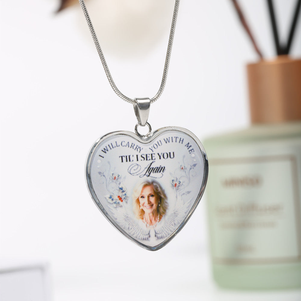 Collier/porte-clés commémoratif photo personnalisé "Je te porterai avec moi" - N001