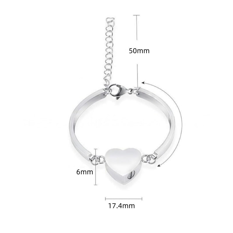 Cremation Urn Heart Bracelet Memorial Jewelry-A034