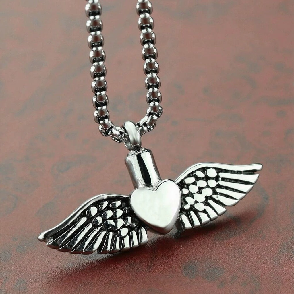 Cremation Urn Wings Necklace Memorial Jewelry-A032