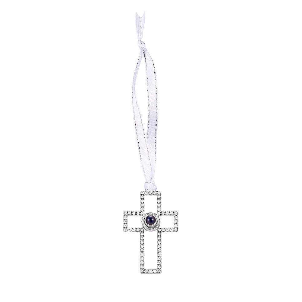 Pendentif croix projeté personnalisé ornement photo cadeaux de Noël - P050
