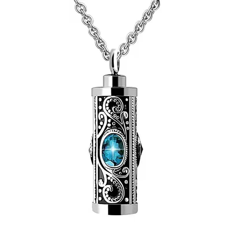 Birthstone Pendant Cremation Urn Necklace -A022