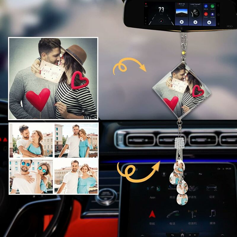 Colgante de Foto Personalizado 4 Estilos Adorno de Coche de Cristal de la Suerte -O001