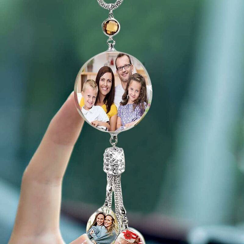 Colgante de Foto Personalizado 4 Estilos Adorno de Coche de Cristal de la Suerte -O001