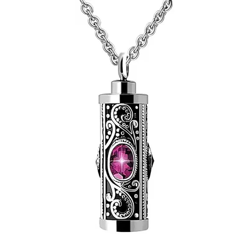 Birthstone Pendant Cremation Urn Necklace -A022