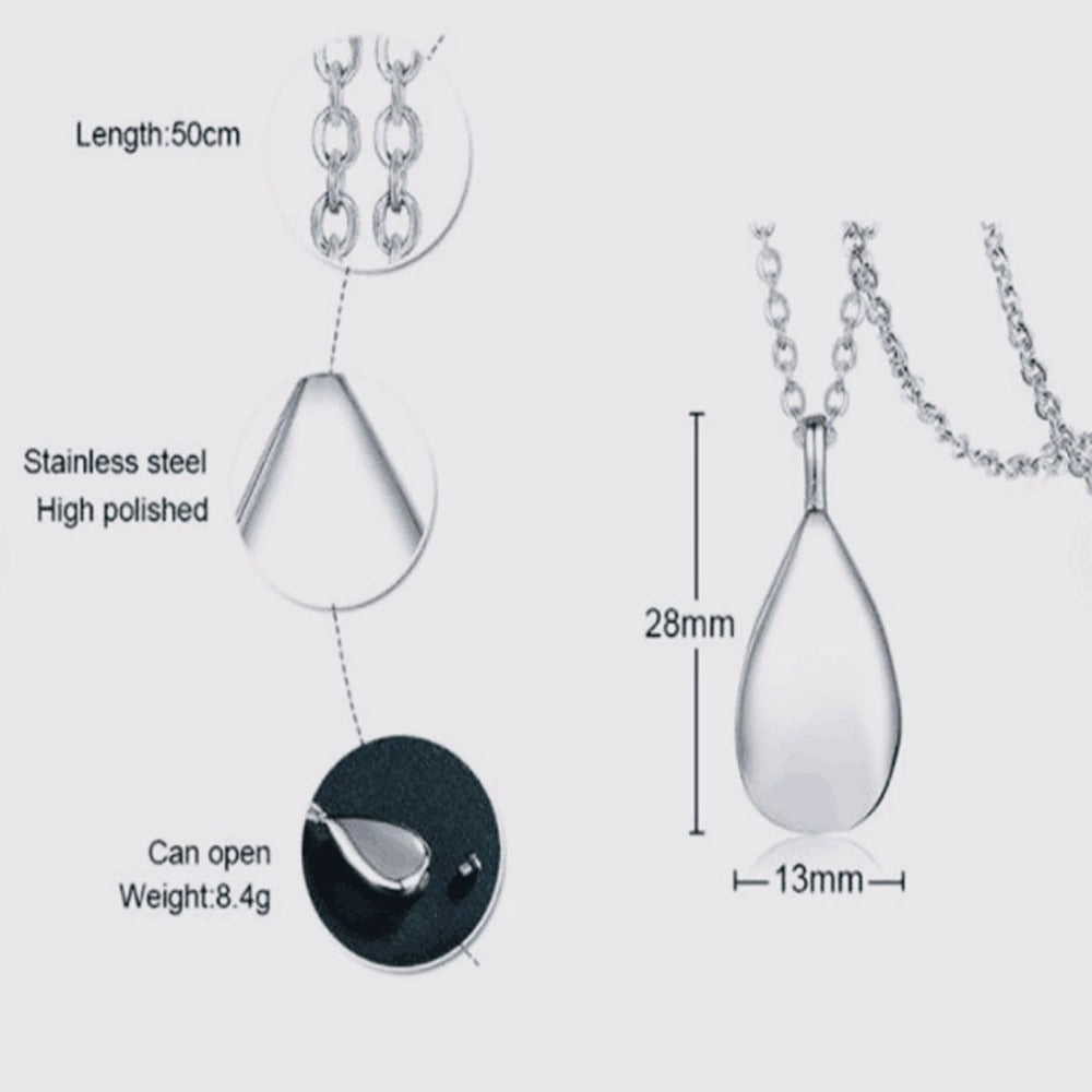 Drop Cremation Urn Necklace Tears of Love for Ashes-A018