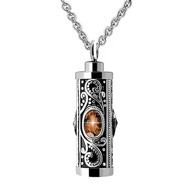 Birthstone Pendant Cremation Urn Necklace -A022