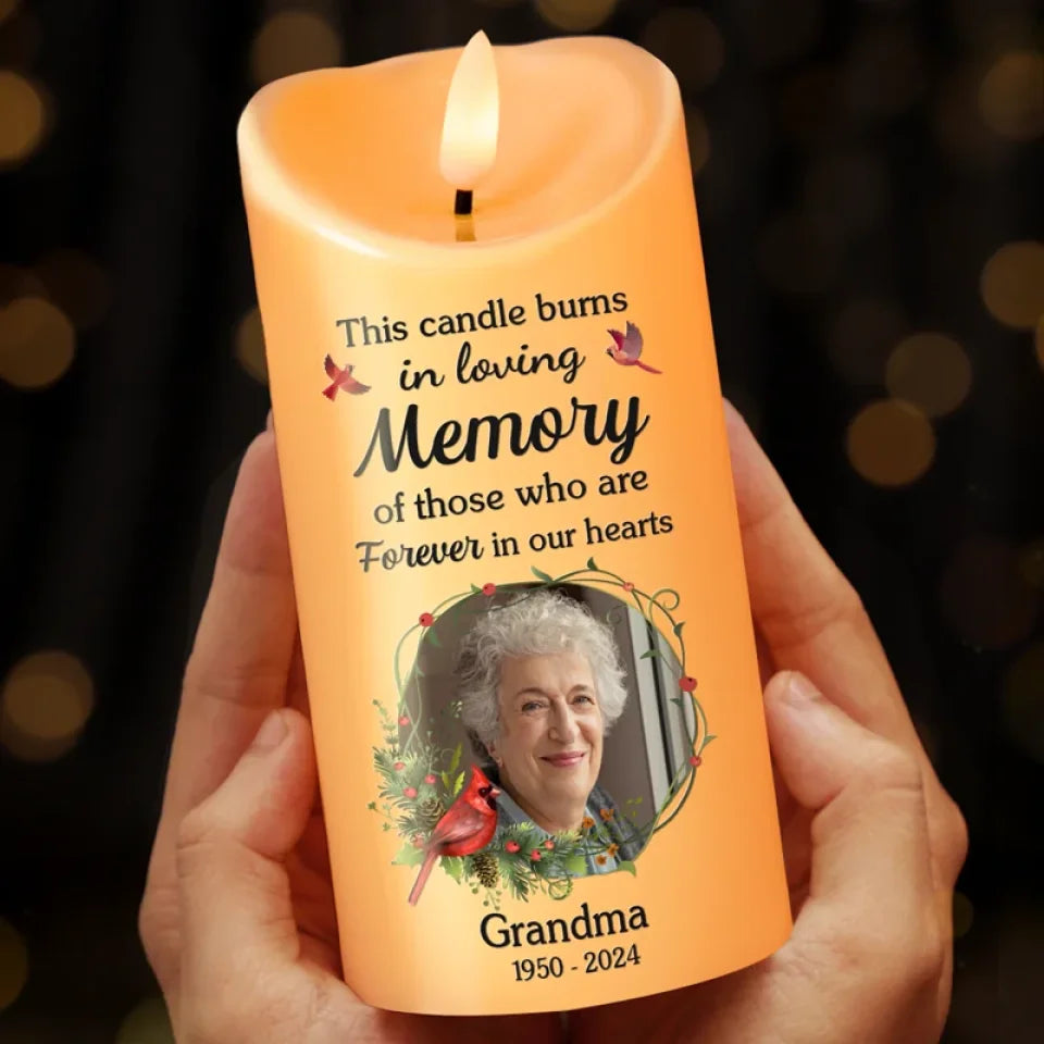Candle LED Memorial Foto Personalizado Personalizado Esta Vela Quema - C501