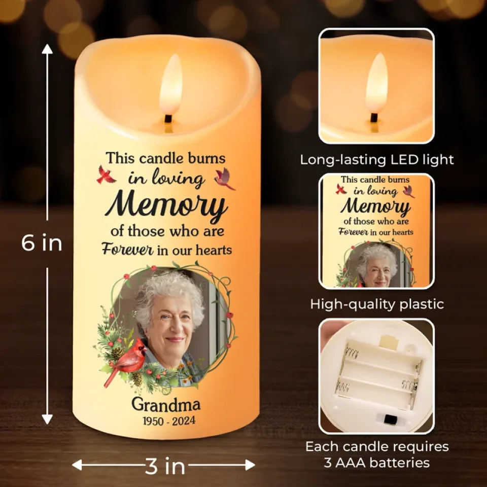 Candle LED Memorial Foto Personalizado Personalizado Esta Vela Quema - C501