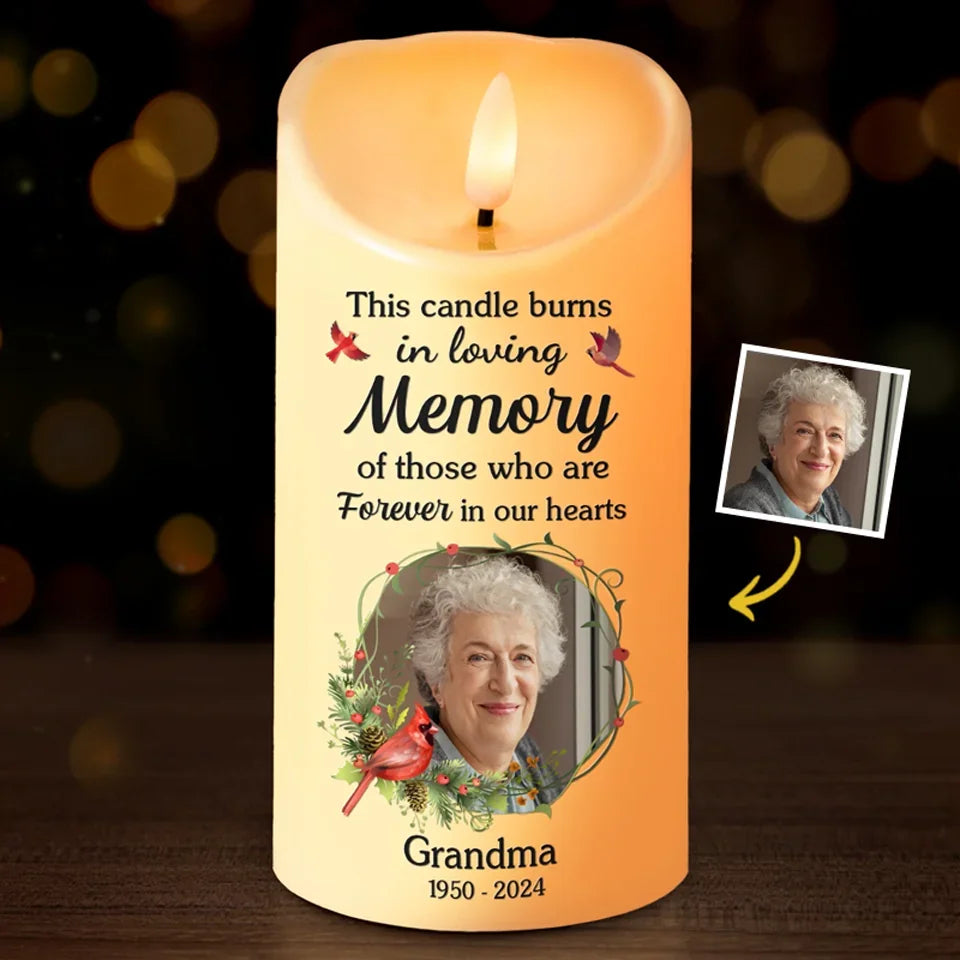 Candle LED Memorial Foto Personalizado Personalizado Esta Vela Quema - C501