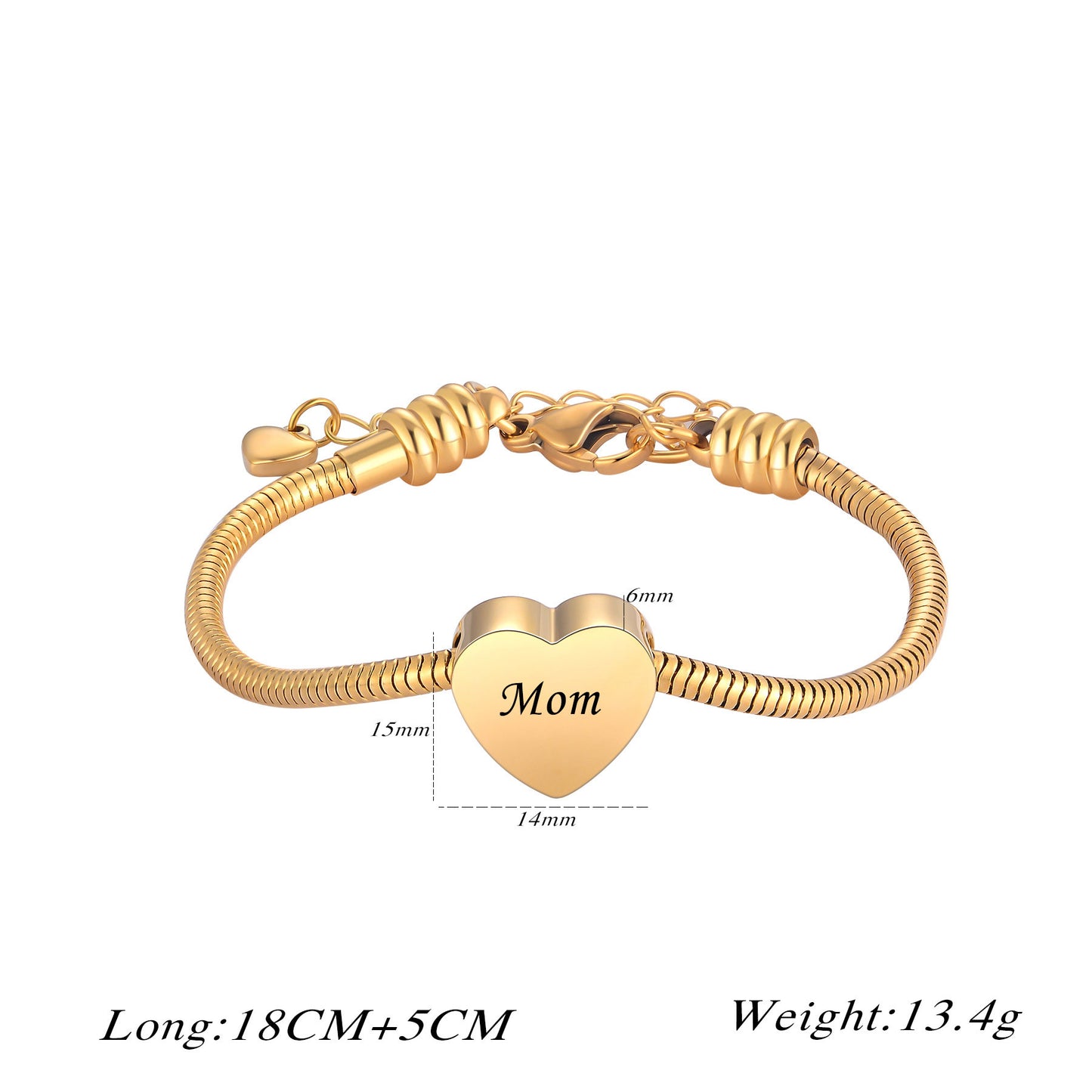 Custom Cremation Urn Heart Beaded Bracelet Compatible with Pandora-A058