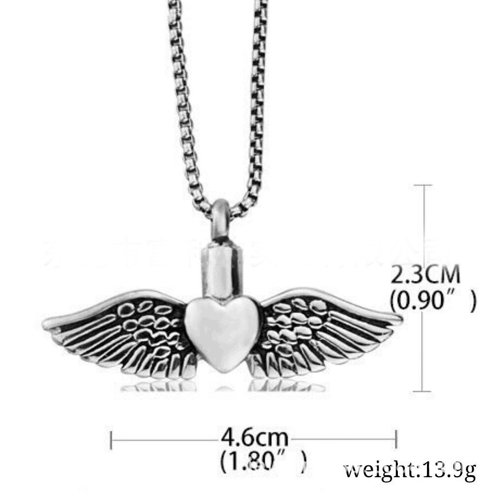 Cremation Urn Wings Necklace Memorial Jewelry-A032