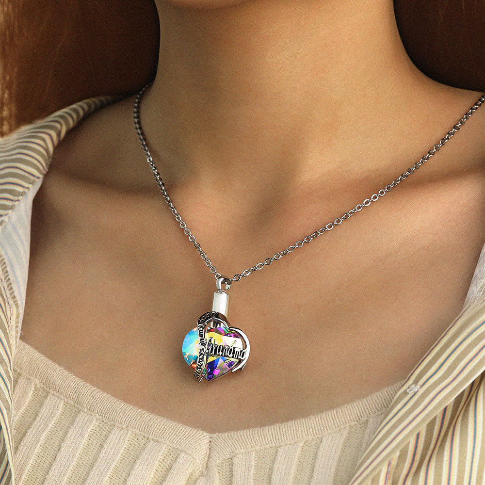 Collier en Urne de Crémation en Forme de Cœur Toujours dans mon cœur Pendentif pour Cendres-A009