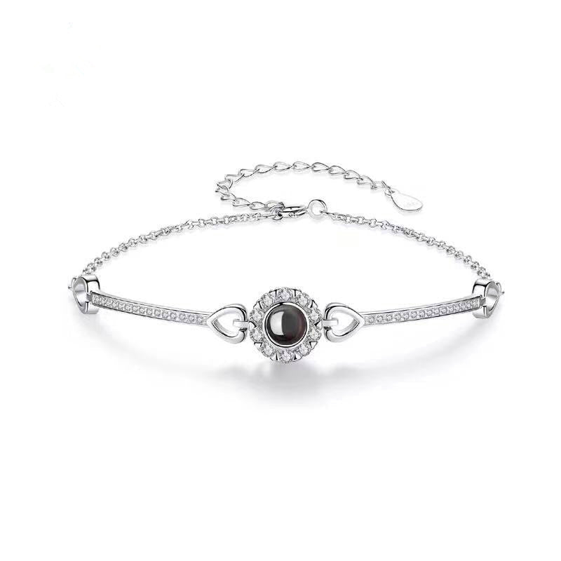 Personalized Photo Projection Bracelet 925 Sterling Silver Angle Eye - P014