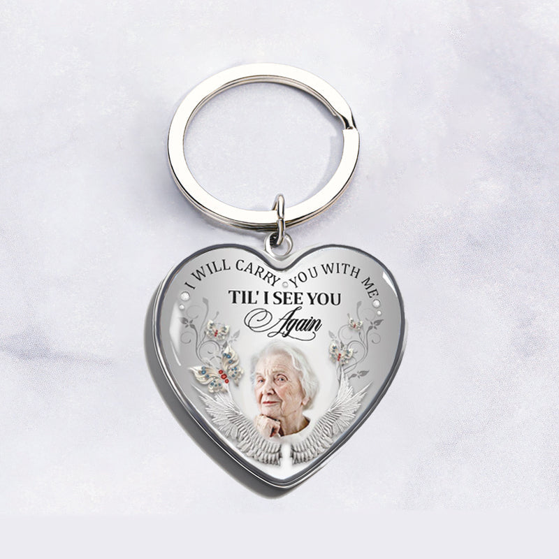 Collier/porte-clés commémoratif photo personnalisé "Je te porterai avec moi" - N001