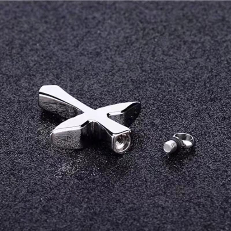 Collier Urne de Crémation Aile d'Ange avec Pendentif Croix pour Cendres-A002