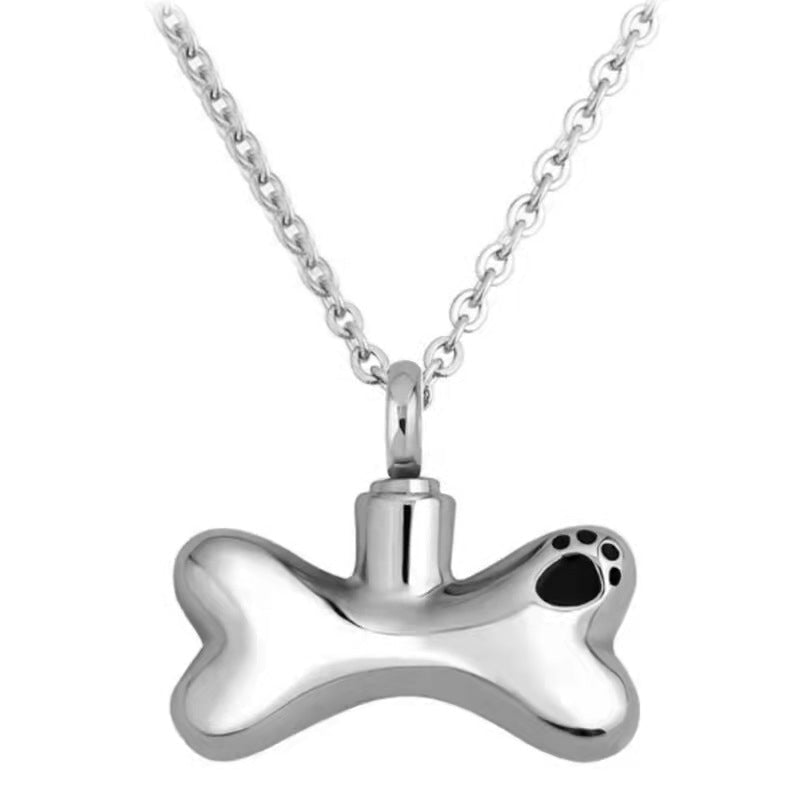 Collier en Urne de Crémation Pendentif en Forme d'Os de Chien pour Cendres Bijoux Commémoratifs-A006