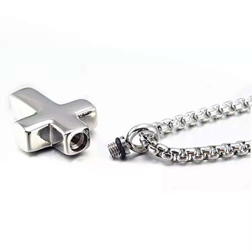 Collier en pendentif croix pour urne funéraire pour cendres - Bijoux commémoratifs - A007
