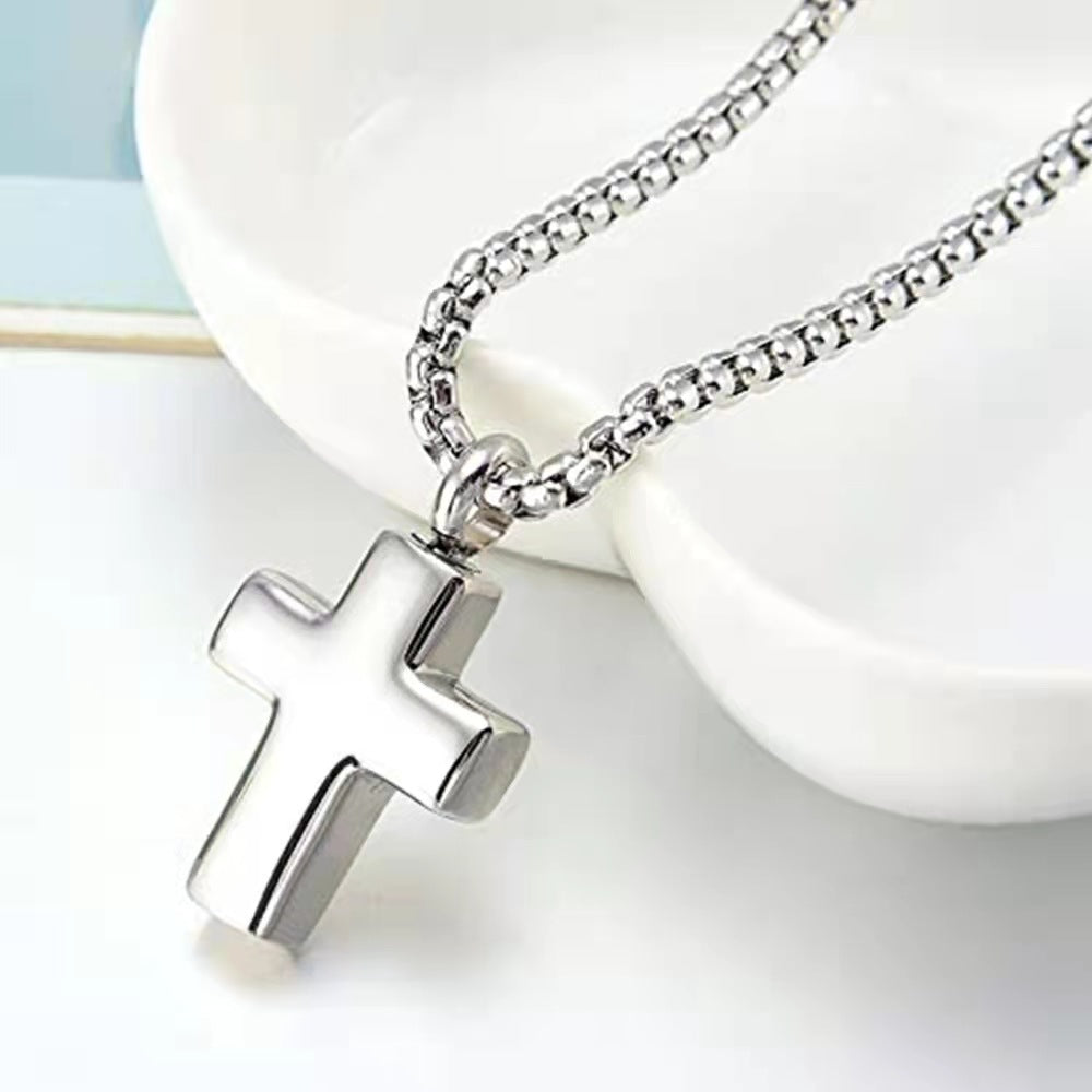 Collier en pendentif croix pour urne funéraire pour cendres - Bijoux commémoratifs - A007