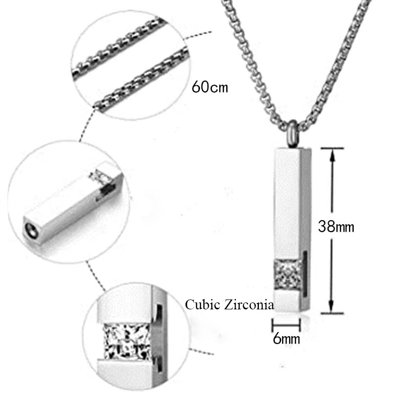 Geometrische Zirkon-Einäscherungsurne Halskette Gedenkschmuck für Paare-A013