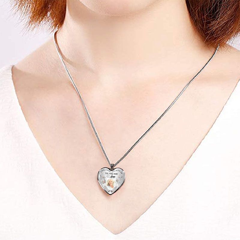 Collier/porte-clés commémoratif photo personnalisé "Je te porterai avec moi" - N001