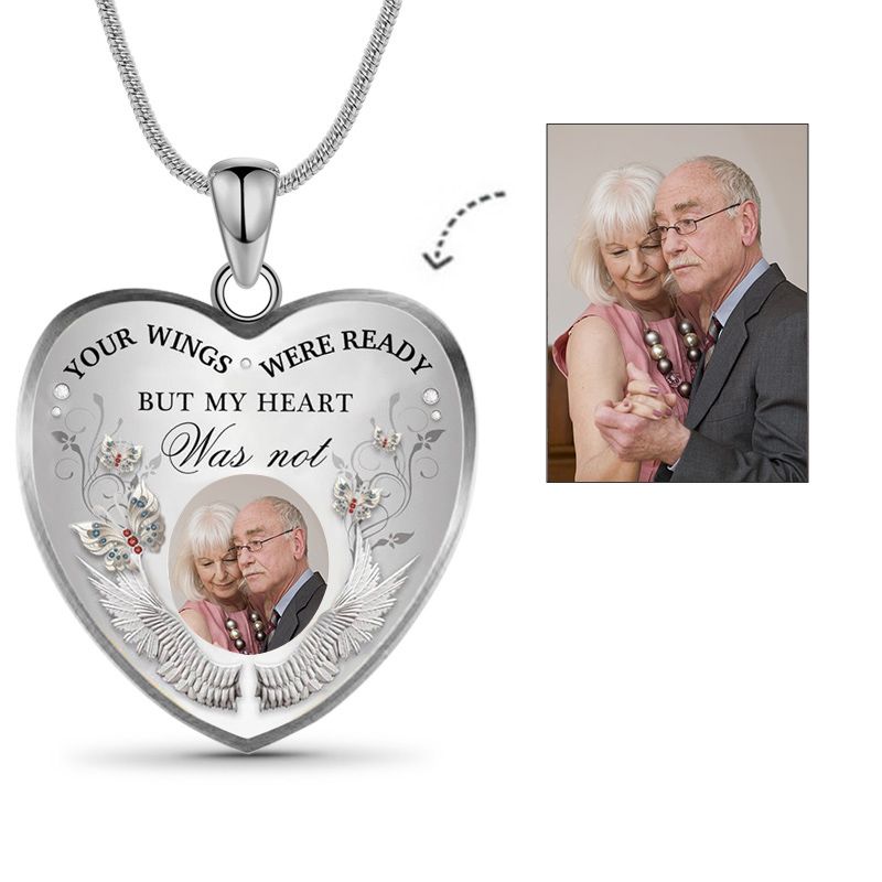 Custom Photo Memorial Necklace/Keychain "Your Wings Were Ready" -N004