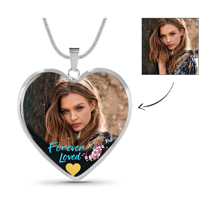 Collier commémoratif photo personnalisé réglable "Pour toujours aimé" -N053
