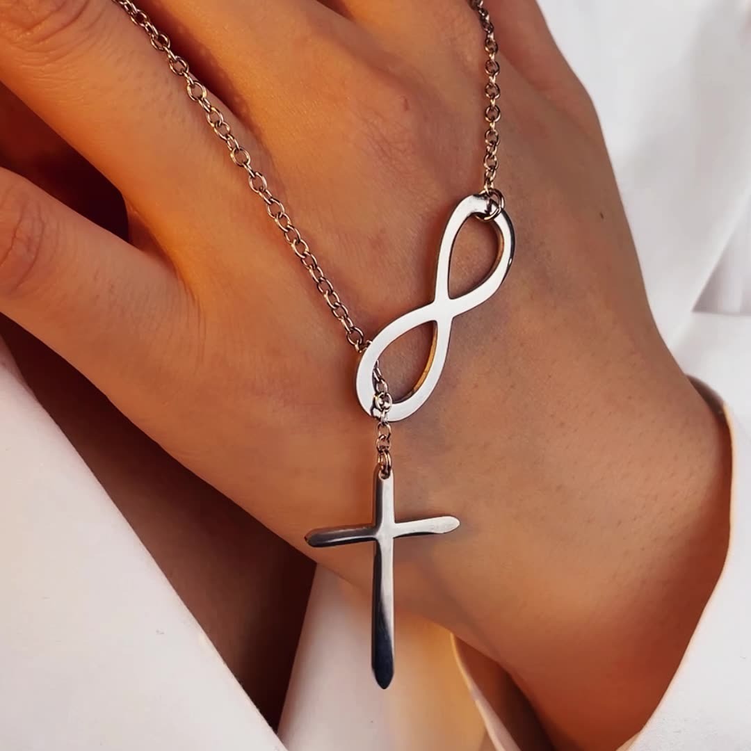 Cross Infinity Symbol Necklace Simple Style - F010