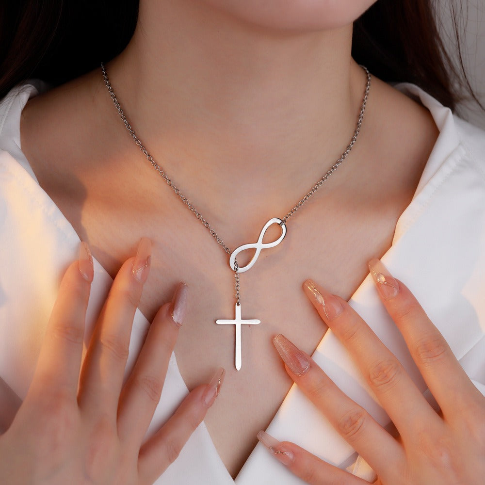 Cross Infinity Symbol Necklace Simple Style - F010