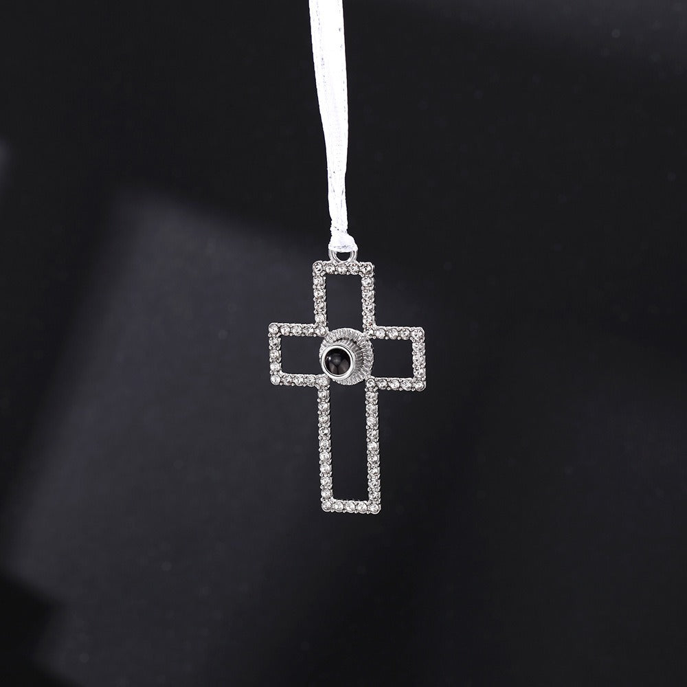 Personalized Projection Cross Pendant Photo Ornament Christmas Gifts - P050