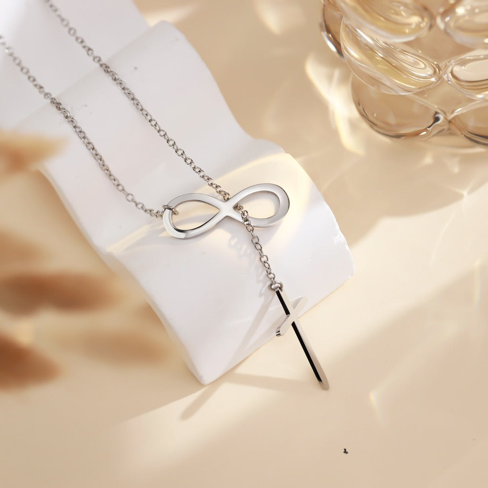 Cross Infinity Symbol Necklace Simple Style - F010