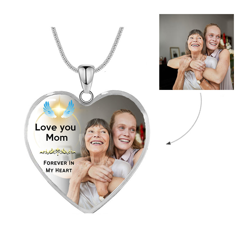 Custom Photo Memorial Necklace Adjustable "FOREVER IN MY HEART” -N070