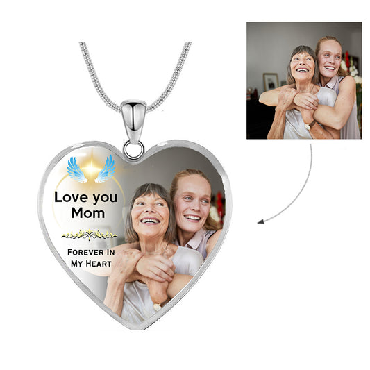 Custom Photo Memorial Necklace Adjustable "FOREVER IN MY HEART” -N070