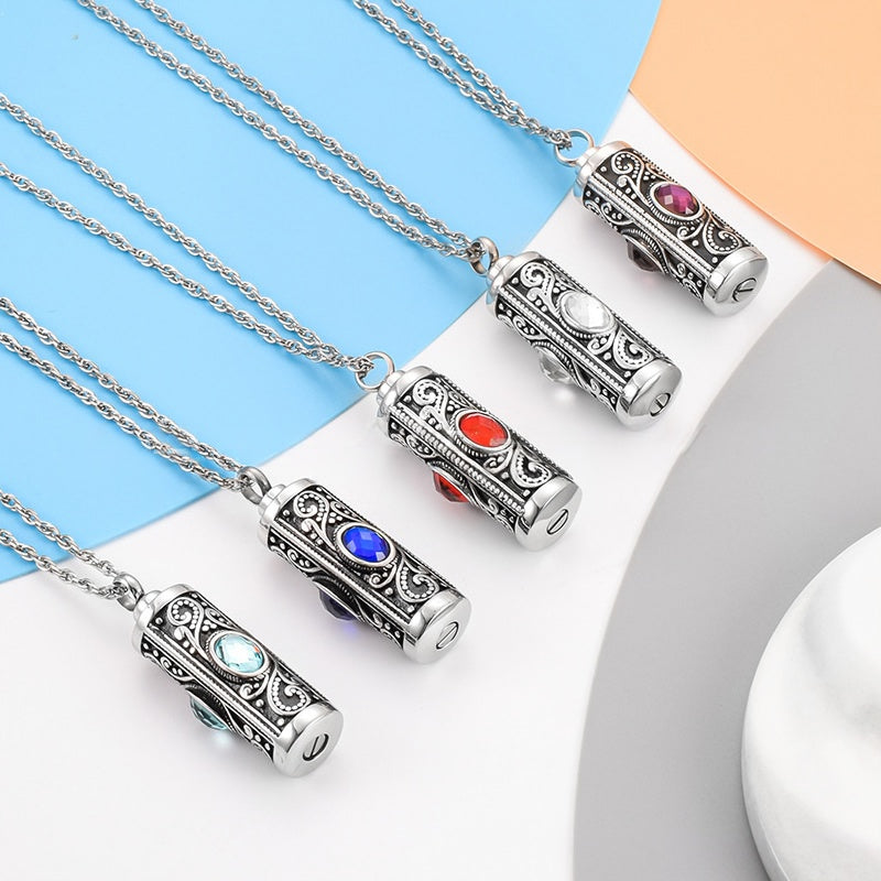Birthstone Pendant Cremation Urn Necklace -A022