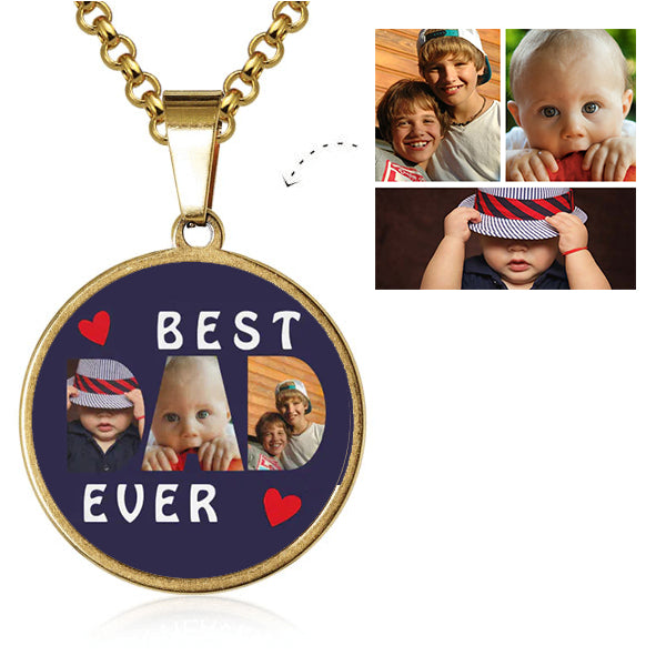 Custom Photo Memorial Necklace Adjustable "Best Dad Ever”-N076