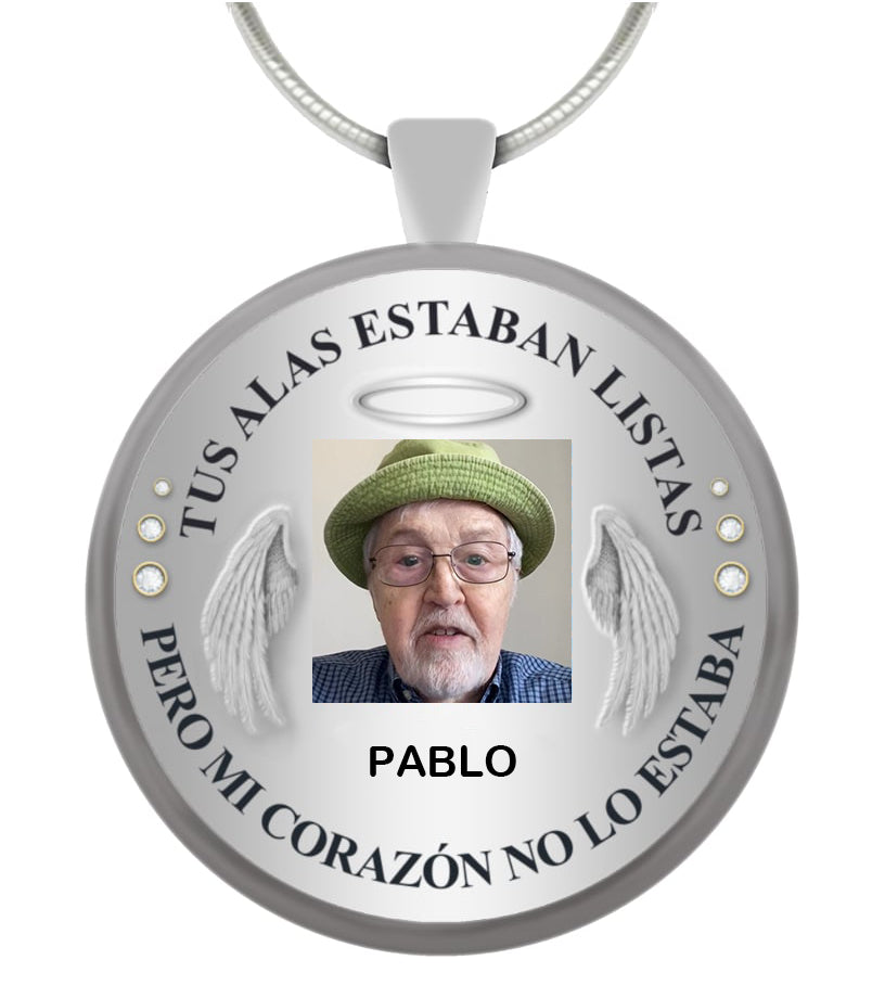 Collar Memorial Con Foto "Tus Alas Estan Listas” - N077