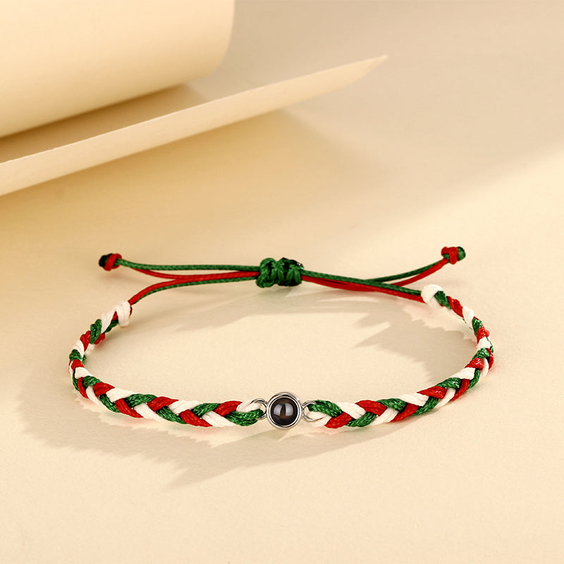 Personalized Photo Projection Bracelet Braided Rope Christmas Gift - P042