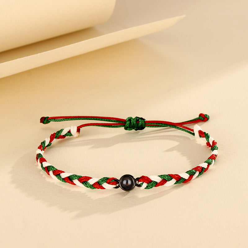 Personalized Photo Projection Bracelet Braided Rope Christmas Gift - P042