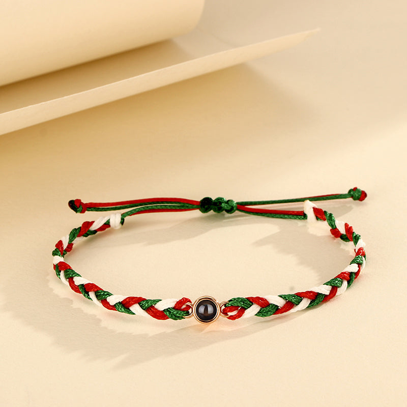 Personalized Photo Projection Bracelet Braided Rope Christmas Gift - P042