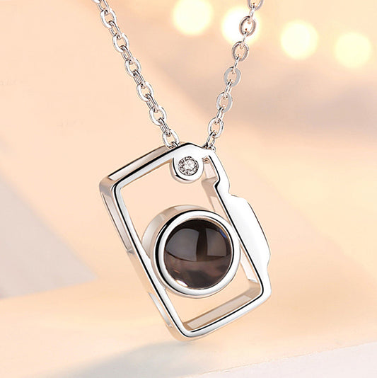 Collier Pendentif Cœur de Projection Photo Personnalisé en Argent Sterling 925 Cadeau pour la Fête des Mères - P037