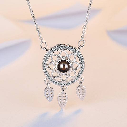 Collier Pendentif Cœur de Projection Photo Personnalisé en Argent Sterling 925 Cadeau pour la Fête des Mères - P037