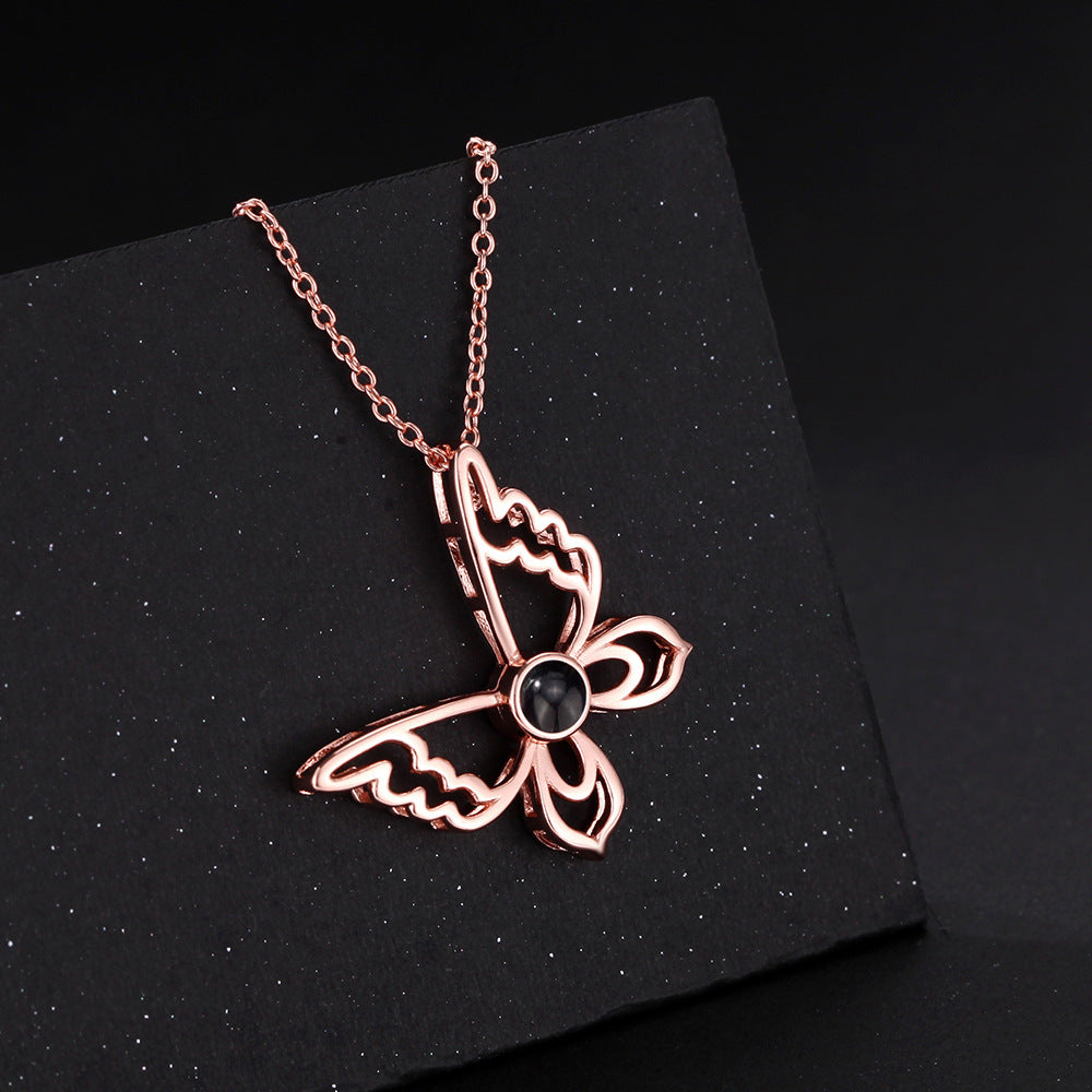Collier de projection photo personnalisé en argent sterling 925 avec pendentif rond en CZ - P046