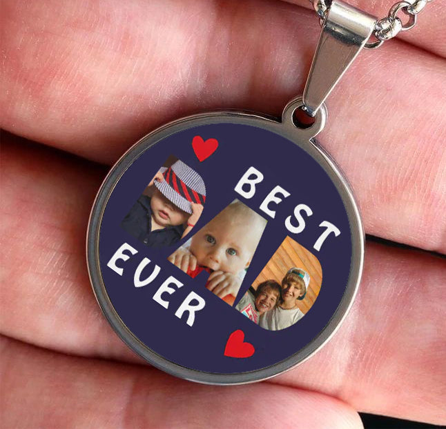 Custom Photo Memorial Necklace Adjustable "Best Dad Ever”-N076